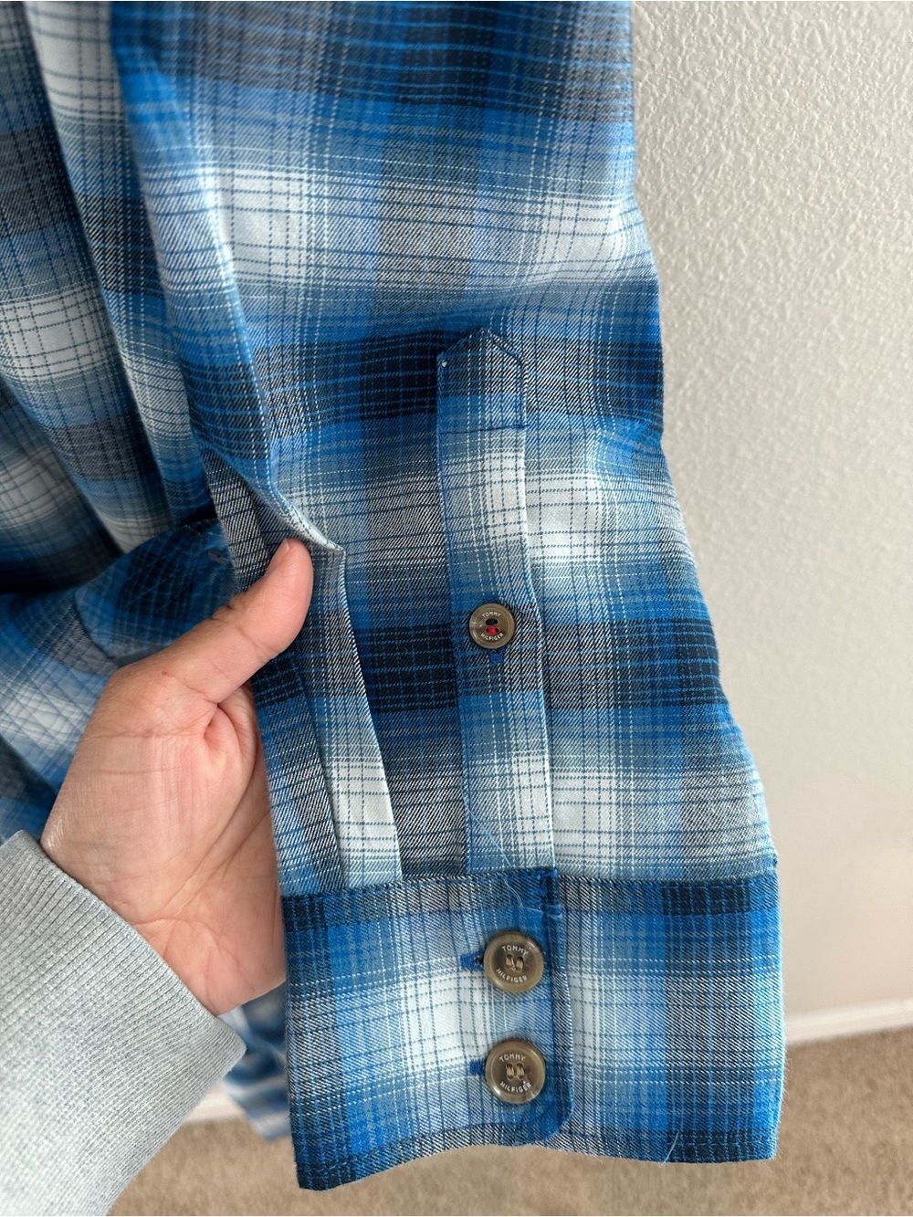 Tommy Hilfiger Blue Plaid Button-Front Maxi Shirt Dress - Picture 9 of 9